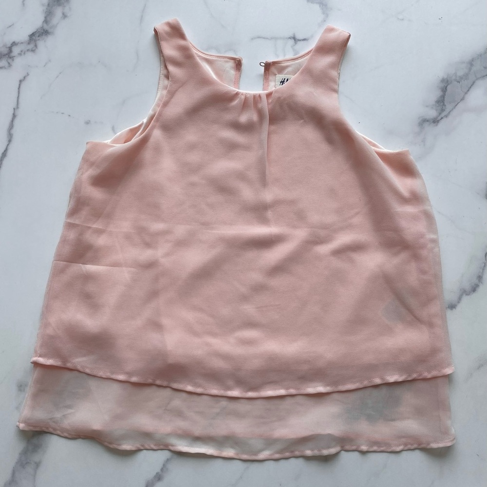 H&M Blush Pink Chiffon Sleeveless Blouse